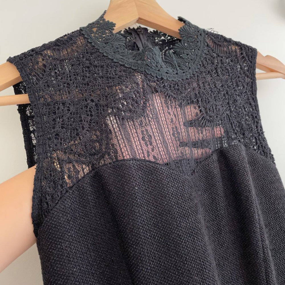 Lace Detailed Little Black Mini Cocktail Dress